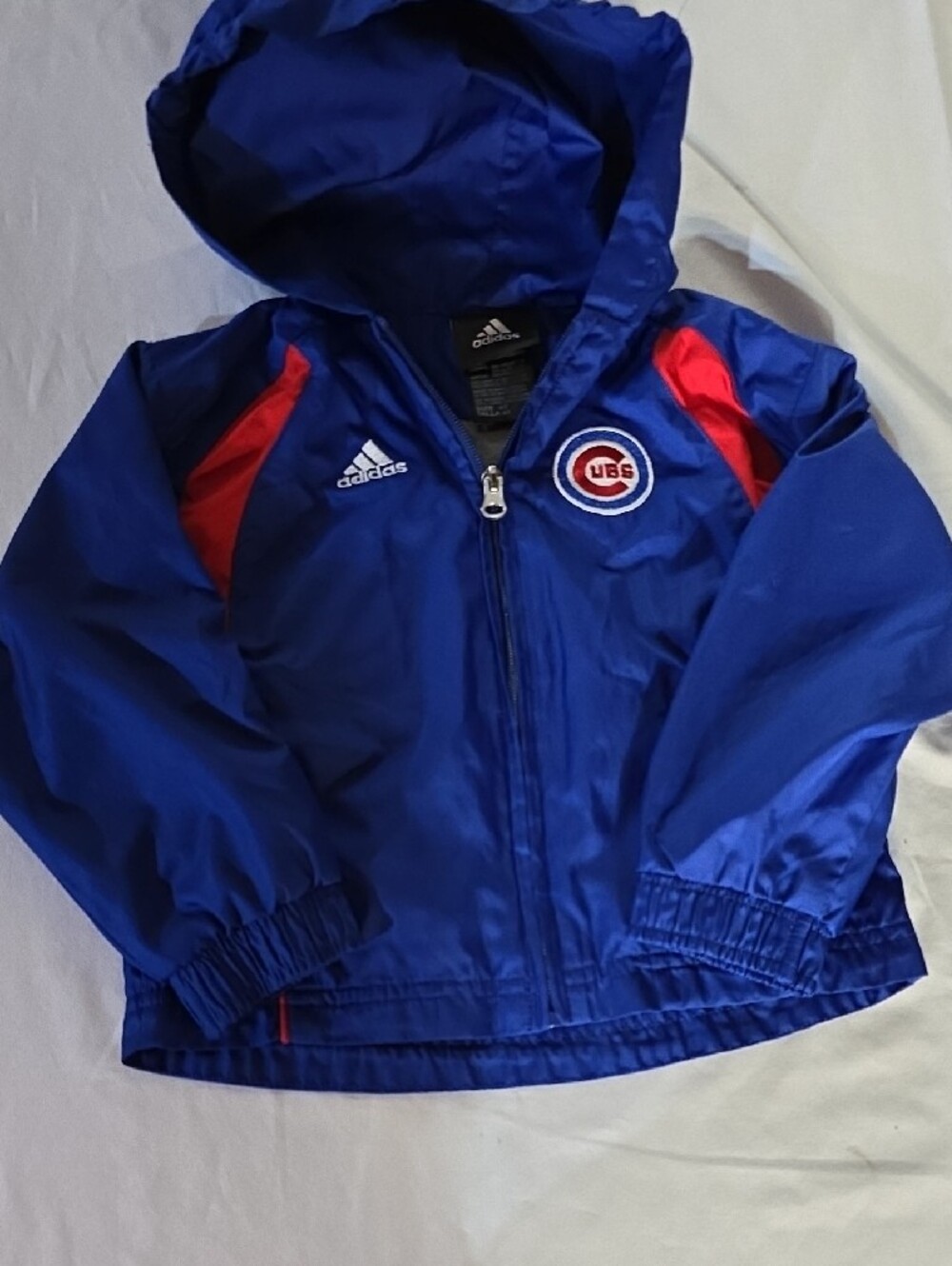 adidas Blue and Red Cubs Hooded Rain Jacket for Kids - Picture 2 of 4